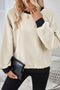 Textured Geometric Knit Raglan Sleeve Pullover Sweatshirt