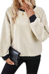Textured Geometric Knit Raglan Sleeve Pullover Sweatshirt