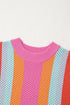 Textured Geometric Mock Neck Short Sleeve Knit Top