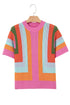 Textured Geometric Mock Neck Short Sleeve Knit Top