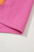 Textured Geometric Mock Neck Short Sleeve Knit Top