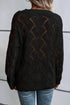 Textured Geometric Open Knit V Neck Sweater