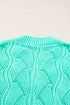 Textured Geometric Open Knit V Neck Sweater