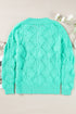 Textured Geometric Open Knit V Neck Sweater