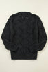 Textured Geometric Open Knit V Neck Sweater