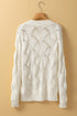 Textured Geometric Open Knit V Neck Sweater