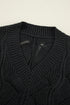 Textured Geometric Open Knit V Neck Sweater