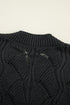Textured Geometric Open Knit V Neck Sweater