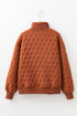 Textured Geometric Quilted Half Zip Long Sleeve Pullover