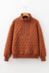 Textured Geometric Quilted Half Zip Long Sleeve Pullover