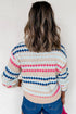 Textured Geometric Stripe Crew Neck Long Sleeve Pullover Sweater