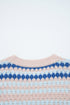 Textured Geometric Stripe Crew Neck Long Sleeve Pullover Sweater