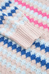 Textured Geometric Stripe Crew Neck Long Sleeve Pullover Sweater