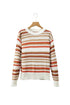 Textured Geometric Stripe Crew Neck Long Sleeve Pullover Sweater