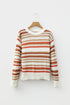 Textured Geometric Stripe Crew Neck Long Sleeve Pullover Sweater