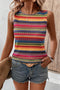 Textured Geometric Stripe Knit Sleeveless Tank Top