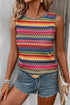 Textured Geometric Stripe Knit Sleeveless Tank Top