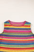 Textured Geometric Stripe Knit Sleeveless Tank Top