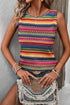 Textured Geometric Stripe Knit Sleeveless Tank Top