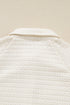 Textured Grid Knit Button Front Collared Pullover
