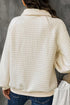 Textured Grid Knit Button Front Collared Pullover