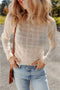 Textured Grid Sheer Mesh Crew Neck Top