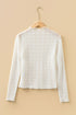 Textured Grid Sheer Mesh Crew Neck Top