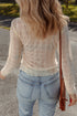 Textured Grid Sheer Mesh Crew Neck Top
