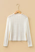 Textured Grid Sheer Mesh Crew Neck Top