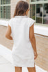 Textured Half Zip Collared Cap Sleeve Mini Dress