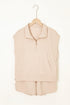 Textured Half Zip Kangaroo Pocket Drawstring Shorts Set
