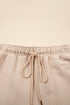 Textured Half Zip Kangaroo Pocket Drawstring Shorts Set