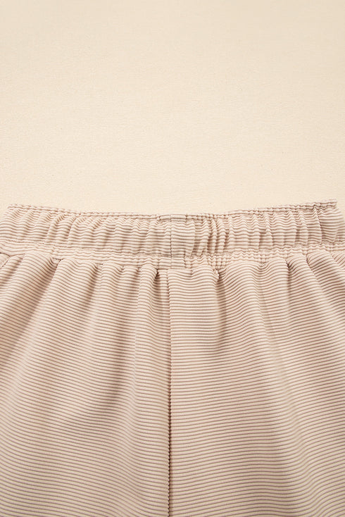 Textured Half Zip Kangaroo Pocket Drawstring Shorts Set