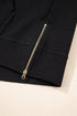 Textured Half Zip Kangaroo Pocket Drawstring Shorts Set