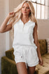 Textured Half Zip Tank Drawstring Short Sets