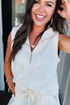 Textured Half Zip Tank Drawstring Short Sets