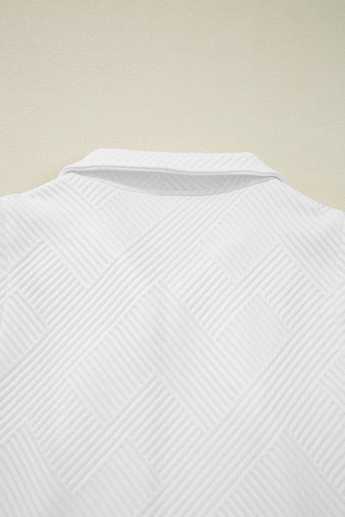 Textured Half Zip Tank Drawstring Short Sets