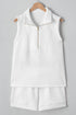 Textured Half Zip Tank Drawstring Short Sets