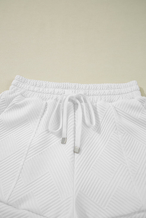 Textured Half Zip Tank Drawstring Short Sets
