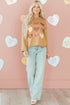 Textured Heart Applique Raw Edge Crew Neck Sweatshirt