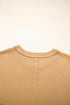 Textured Heart Applique Raw Edge Crew Neck Sweatshirt
