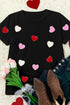 Textured Heart Applique Short Sleeve Crew Neck Tee