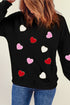 Textured Heart Motif Relaxed Fit Pullover Sweatshirt