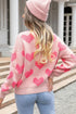 Textured Heart Pattern Relaxed Fit Knit Sweater