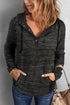 Textured Heathered Button Front Henley Hooded Pullover