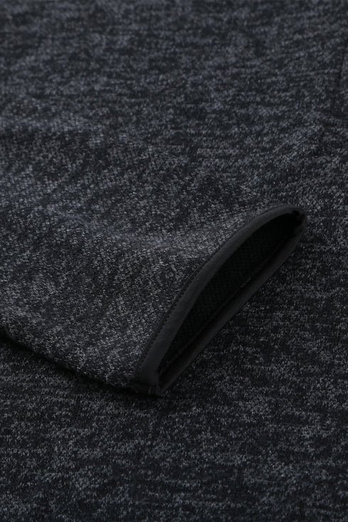 Textured Heathered Button Front Henley Hooded Pullover