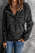Textured Heathered Button Front Henley Hooded Pullover