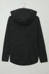 Textured Heathered Button Front Henley Hooded Pullover