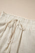 Textured High Waist Knotted Lace Hem Frilled Casual Shorts