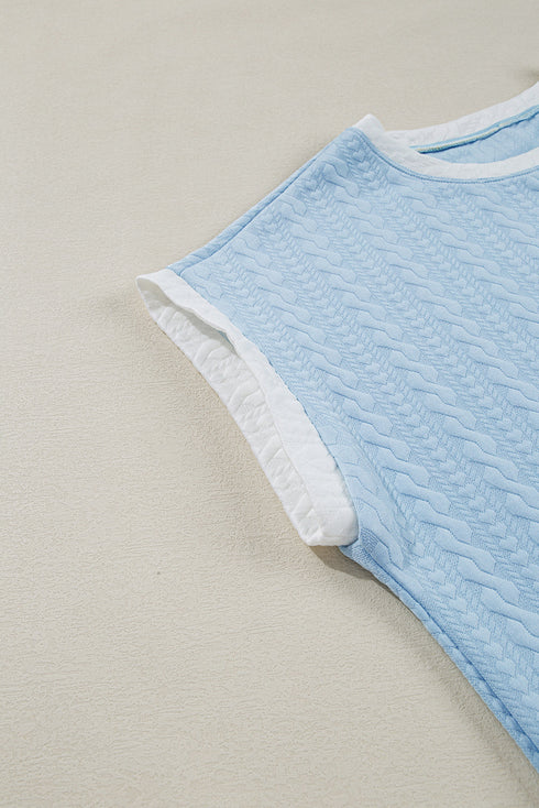 Textured High Waist Wide Leg Tank Top Pant Set